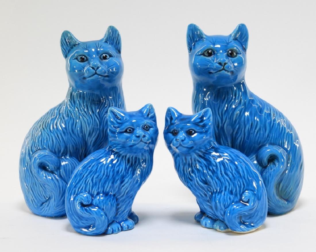 2 PR Chinese Porcelain Turquoise Glaze Cat Figures (1 of 7)