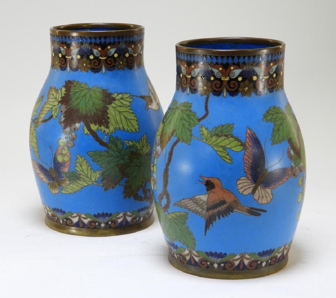 PR Chinese Cloisonne Bird and Butterfly Vases (1 of 8)