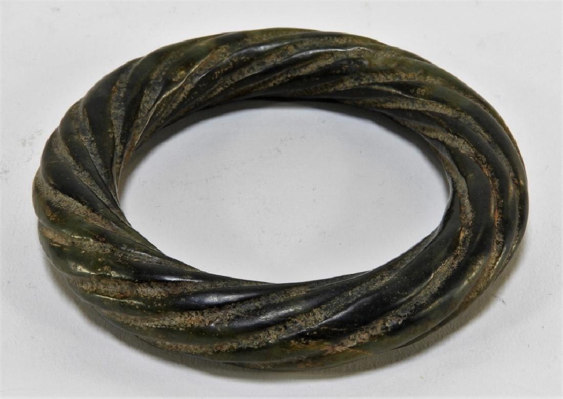 Chinese Qing Dynasty Carved Jade Bracelet (1 of 6)