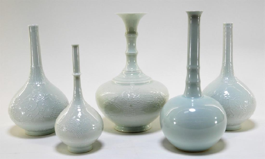 5 Chinese Blanc de Chine Bottle Neck Vases (1 of 9)