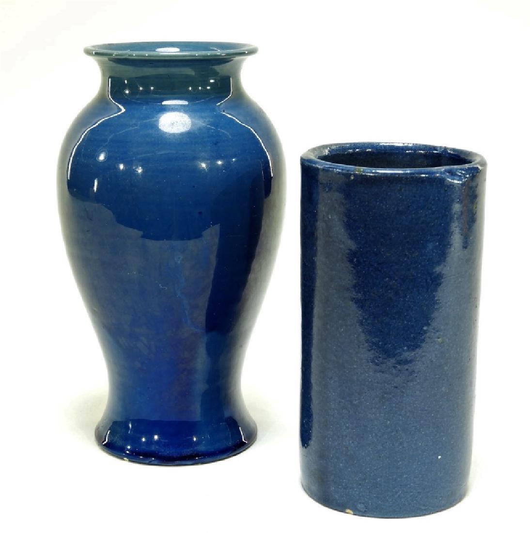 2 Chinese Porcelain Monochrome Blue Vases (1 of 8)