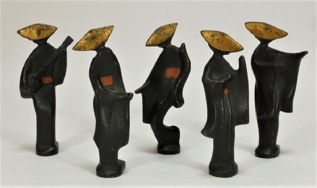5 Japanese Modernist Painted Cast Iron Figures (1 of 6)