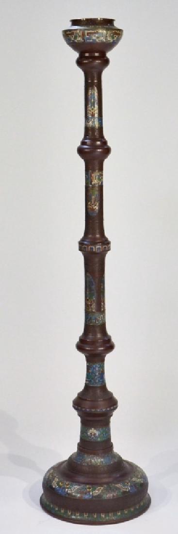 Japanese Bronze Champleve Floor Lamp Base (1 of 5)