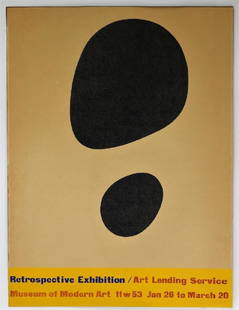 Myron Stout MoMa Retrospective Exhibition Poster: MASSACHUSETTS, 1908-1987 An original exhibition poster for the Myron Stout Retrospective Exhibition at the Museum of Modern Art, New York. The poster exemplifies Stout's simple ovoid aesthetic. From