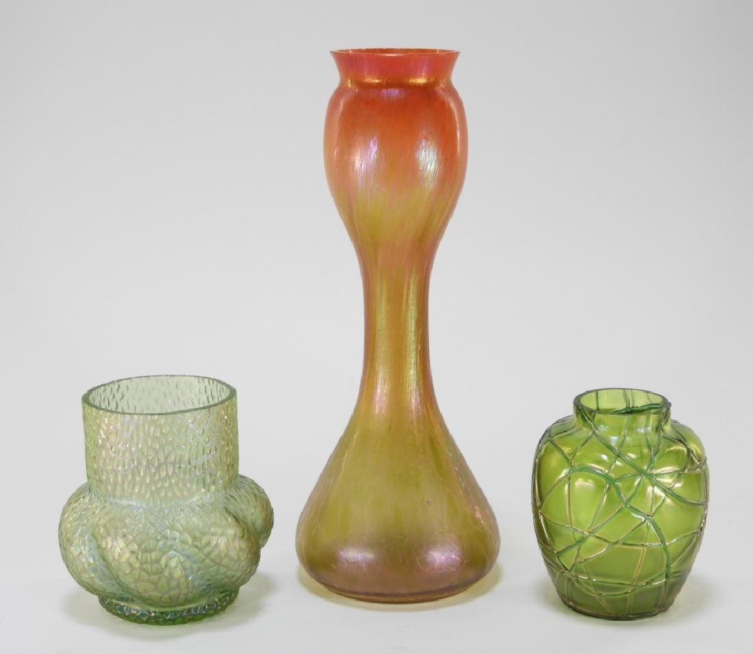 3 Czechoslovakian Iridescent Art Glass Vases (1 of 9)