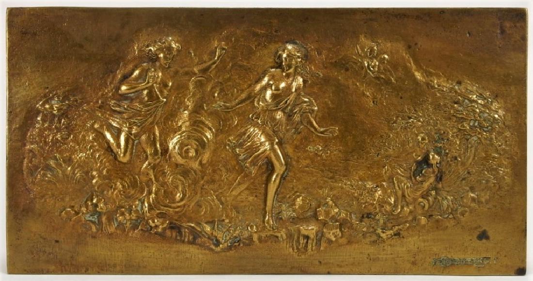French Gilt Bronze Mythological Plaque of Nymphs (1 of 5)