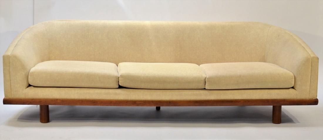 C.1960 European MCM Curved Back Wood Frame Sofa (1 of 5)