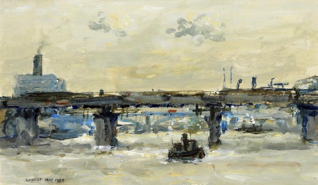 Robert Hay Industrial Seascape O/B Painting (1 of 7)