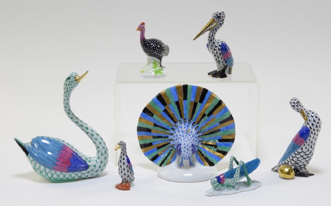 7 Herend Porcelain Fishnet Bird Grasshopper Figure (1 of 7)