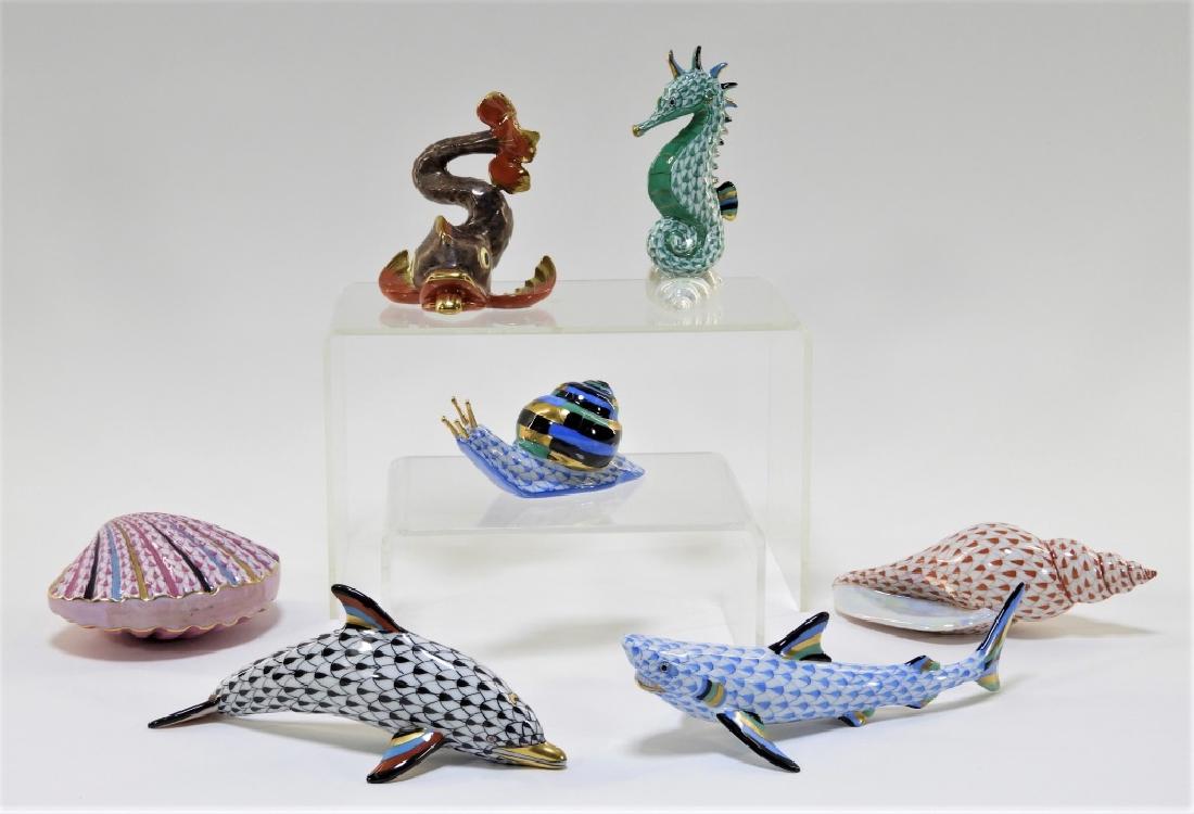 7 Herend Porcelain Fishnet Animal Figures (1 of 7)