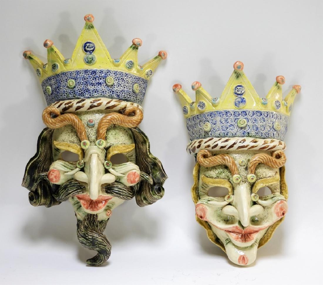 2 Italian Regina Majolica Whimsical Carnival Masks (1 of 9)