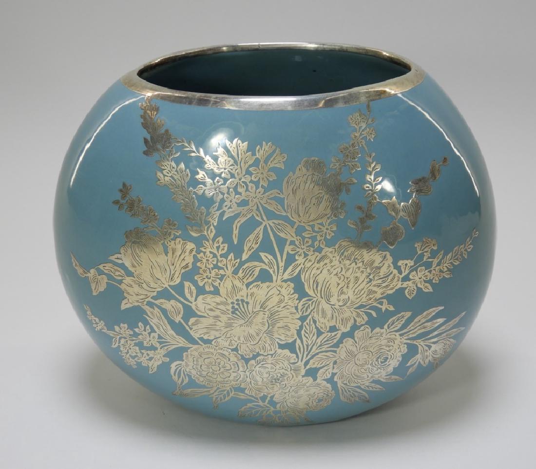 European Continental Porcelain Silver Overlay Vase (1 of 8)