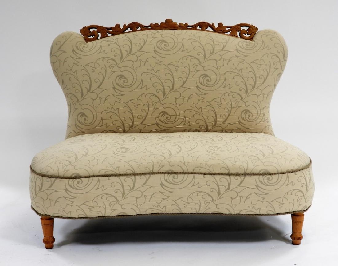 American Art Deco Style Upholstered Settee (1 of 6)