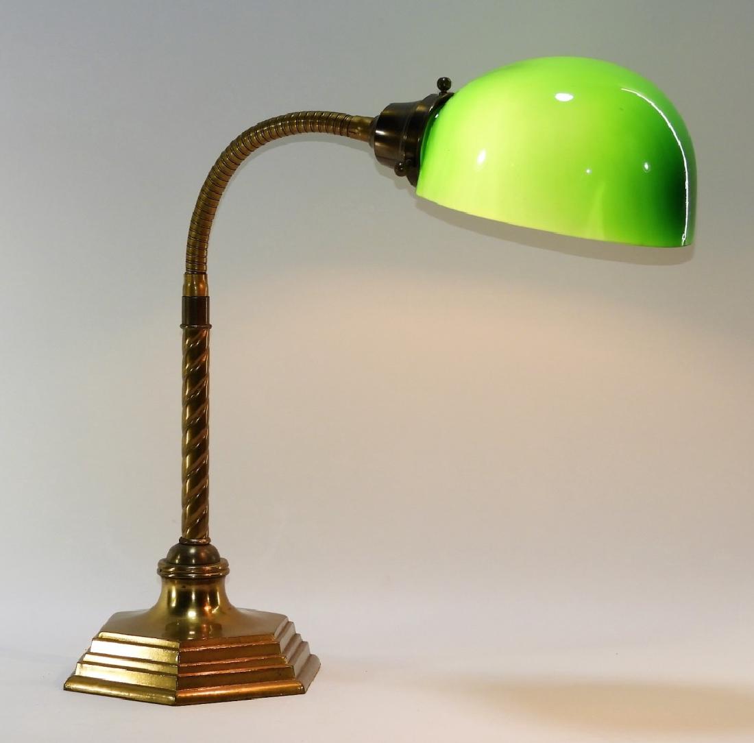 American Emeralite Brass Gooseneck Banker's Lamp (1 of 6)