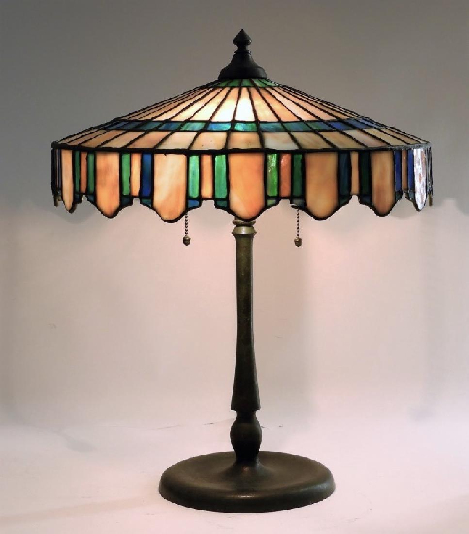 Attrib. Handel Leaded Glass Bronze Table Lamp (1 of 11)