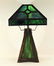 American Arts & Crafts Mission Oak Slag Glass Lamp