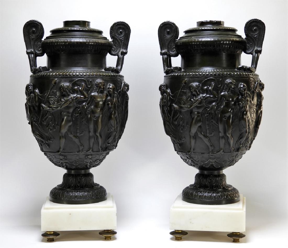 PR 19C. French Neoclassical Bronze Urn Oil Lamps (1 of 11)