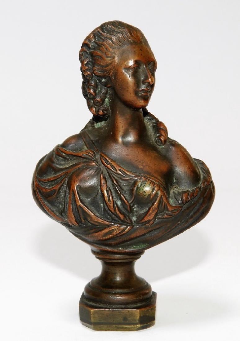 French A. Vetu Neoclassical Bronze Bust Stamp Seal (1 of 6)