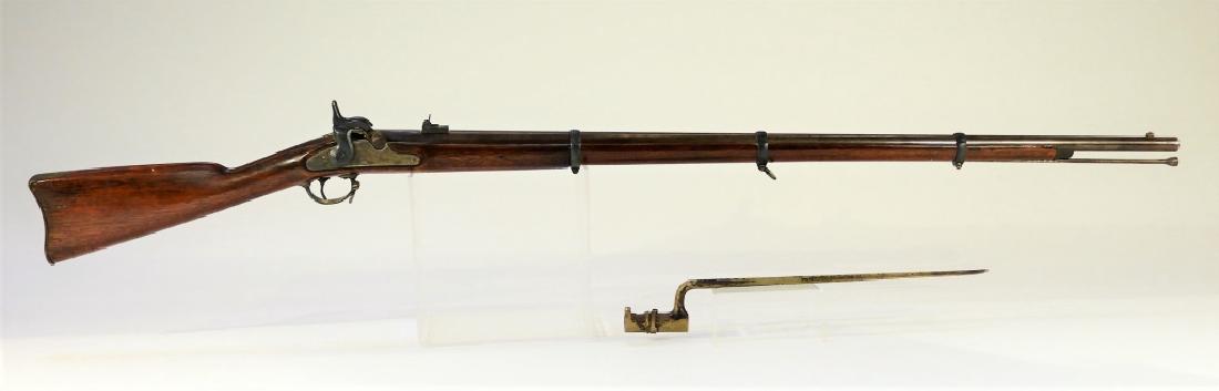 U.S. Springfield Model 1863 Percussion Rifle: MASSACHUSETTS, CIRCA 1863 A U.S. Springfield model 1863 percussion lock rifle. The rifle is accompanied with a period correct bayonet. Dimensions : Overall 55 3/4, length of barrel 40", bayonet adds 1