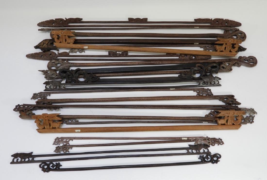 Indonesian Carved Wood Scroll Textile Hangers