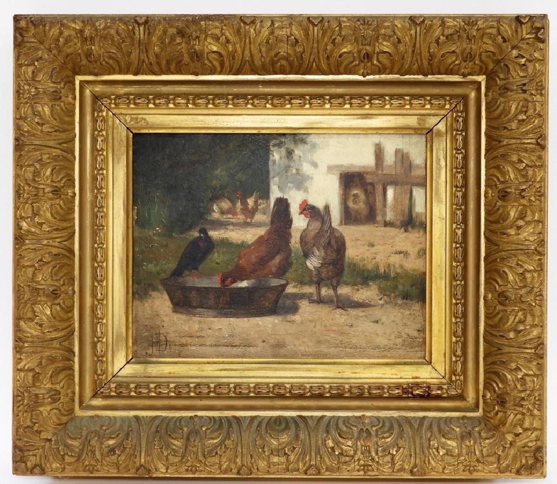 John Henry Dolph Farm Genre Painting of Chickens (1 of 8)