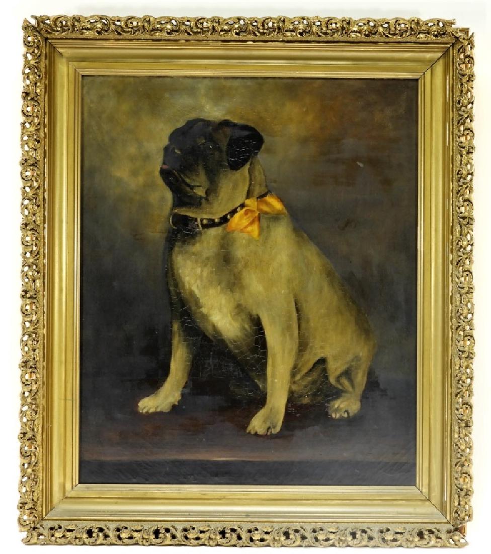 19C. American Victorian Portrait Painting of a Pug (1 of 6)