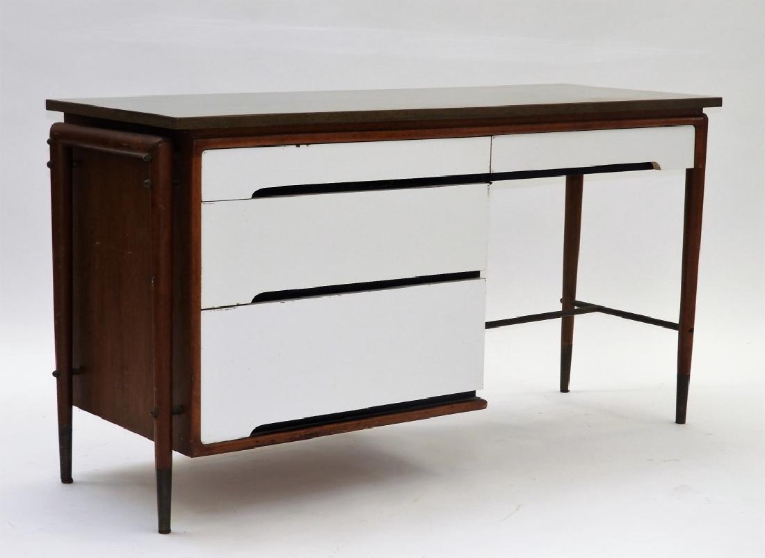 C.1960 American MCM Walnut White Drawer Desk (1 of 7)