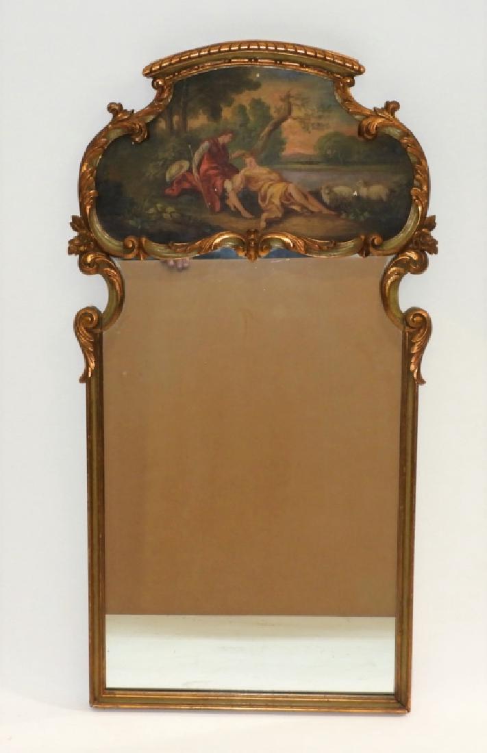 Italian Florentine Landscape Gilt Trumeau Mirror (1 of 6)