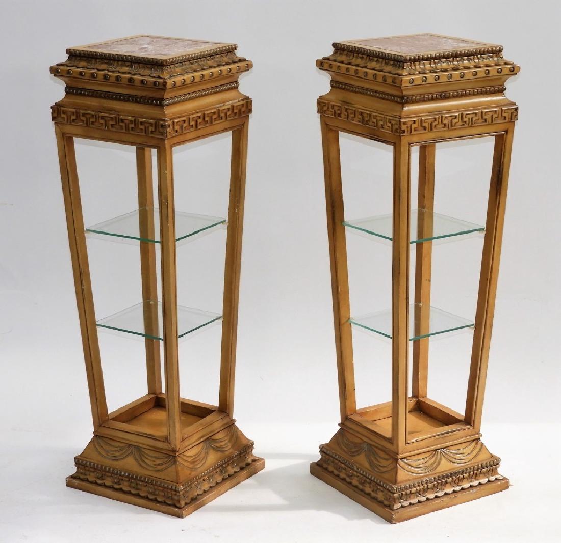PR Italian Carved Hardwood Marble Top Pedestals (1 of 6)