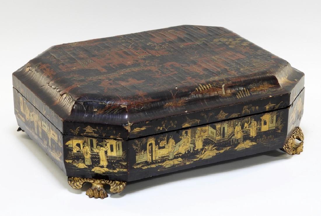Chinese Export Gilt Lacquer Octagonal Game Box (1 of 12)