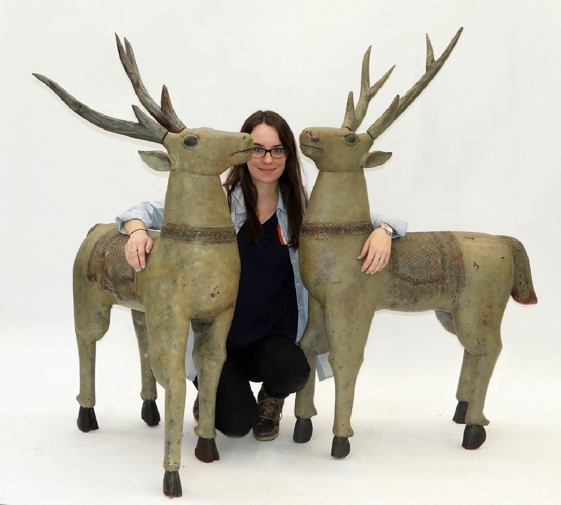 PR Thai Carved Lacquered Wood Life Size Deer (1 of 13)