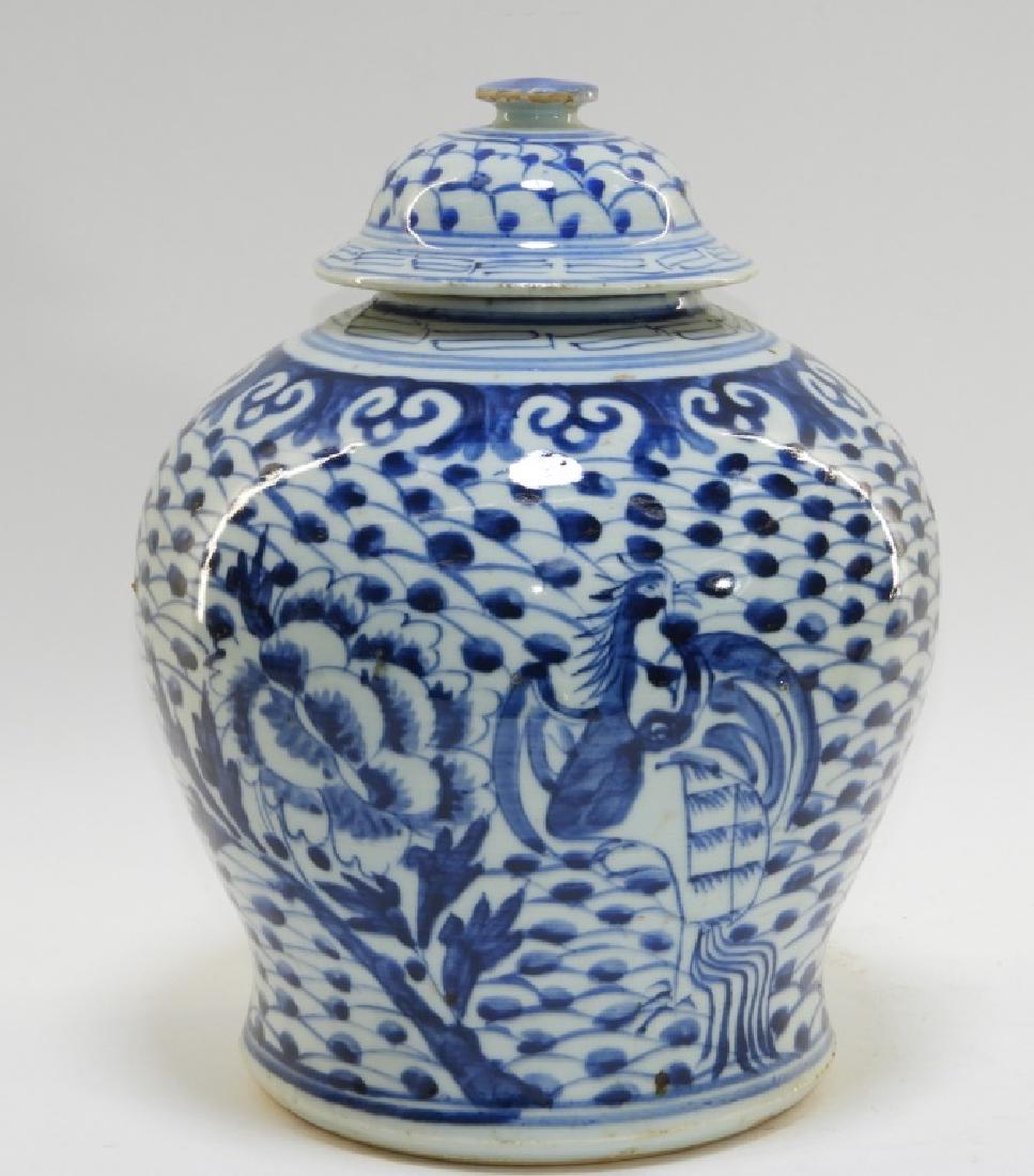Chinese Blue & White Porcelain Phoenix Lotus Jar (1 of 11)