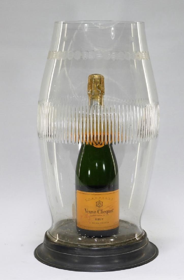 19C. Pewter Etched Glass Hurricane Candle Shade (1 of 6)