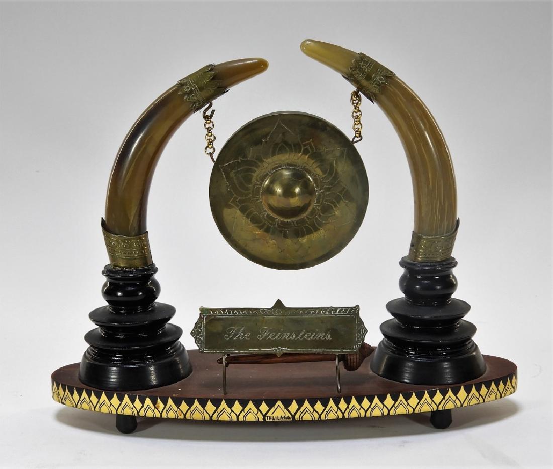 Thai Lacquer Horn Carved Miniature Table Gong (1 of 8)
