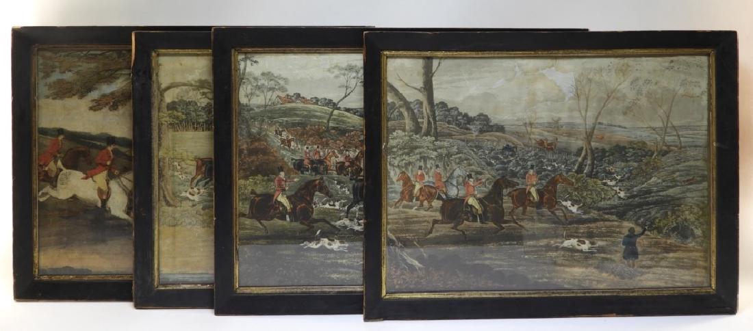 Set 4 18C. English Hand Colored Fox Hunting Prints (1 of 10)