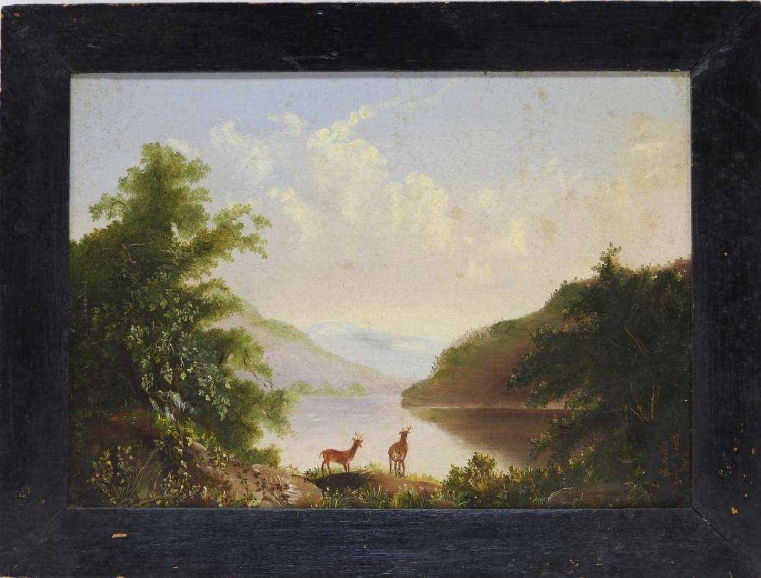 Luminist Hudson River Valley Painting of Deer (1 of 8)