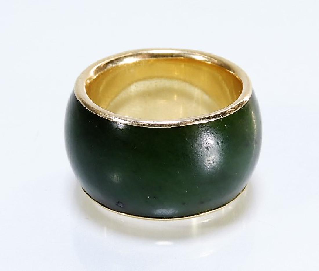 14 Karat Gold Chinese Spinach Jade Band (1 of 5)