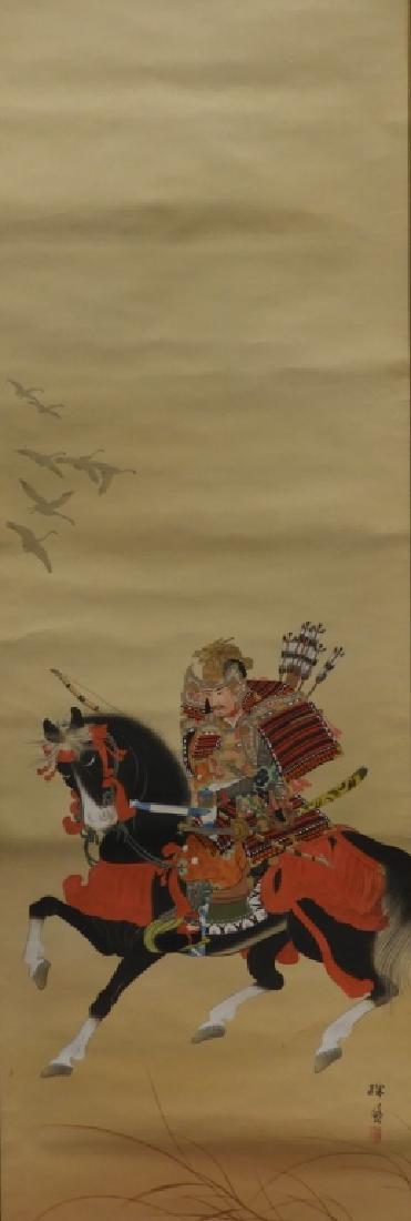Japanese Samurai on Horseback Silk Scroll Painting (1 of 11)