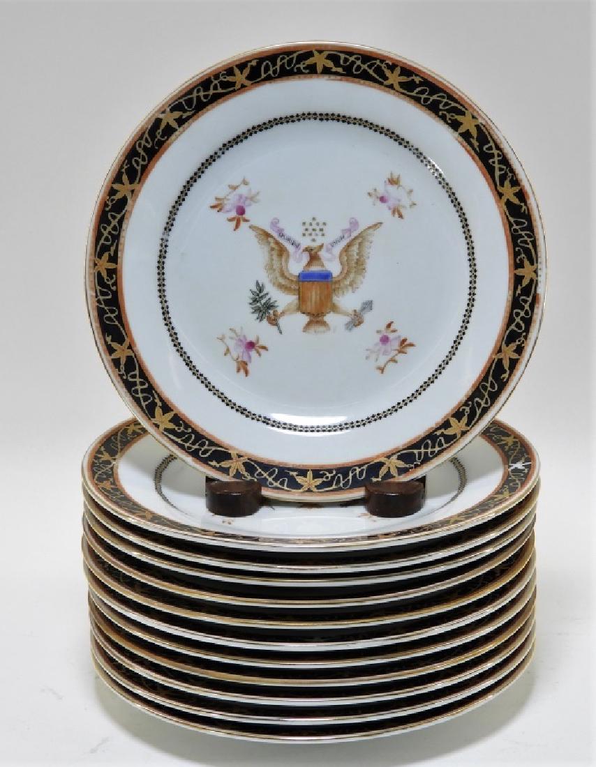 12 Chinese Export Porcelain Eagle Armorial Plates (1 of 8)