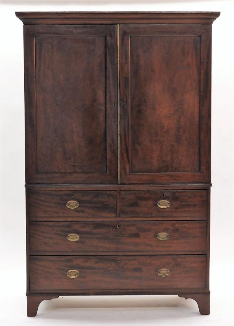 C.1800 Georgian Carved Mahogany Linen Press (1 of 11)
