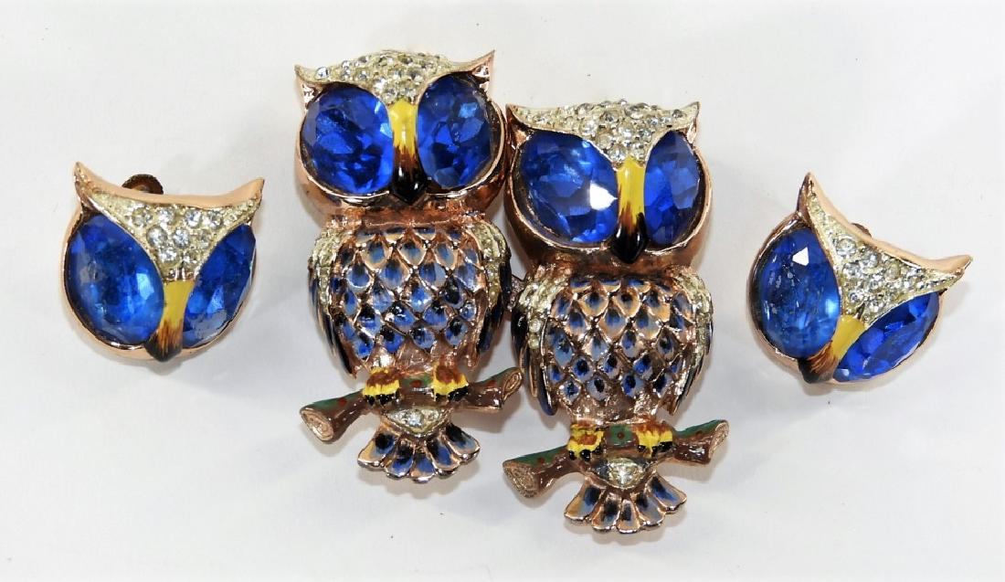 Coro Craft Enameled Sterling Silver Owl Duet Set (1 of 6)