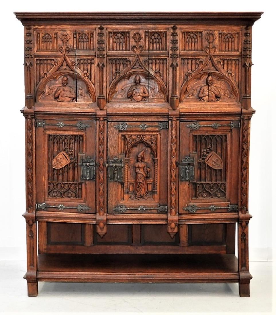 Continental Oak Renaissance Revival Court Cupboard (1 of 10)