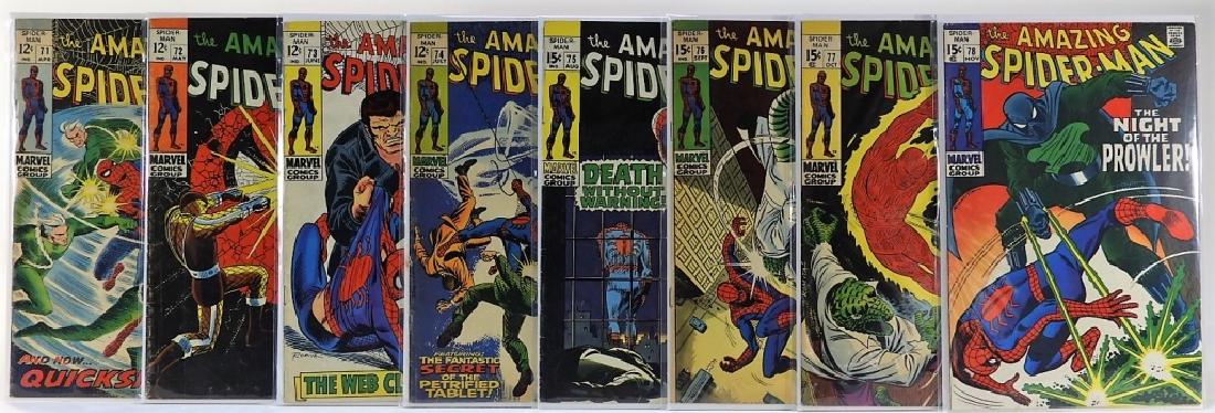 8 Marvel Comics Amazing Spider-Man Comic Books: UNITED STATES, 20TH CENTURY A complete run of Marvel Comics Amazing Spider-Man from issue 71 to 78. Issue 73 featured the first appearance of Silvermane and Mountain-Man Marko. Issue 75 featured the d