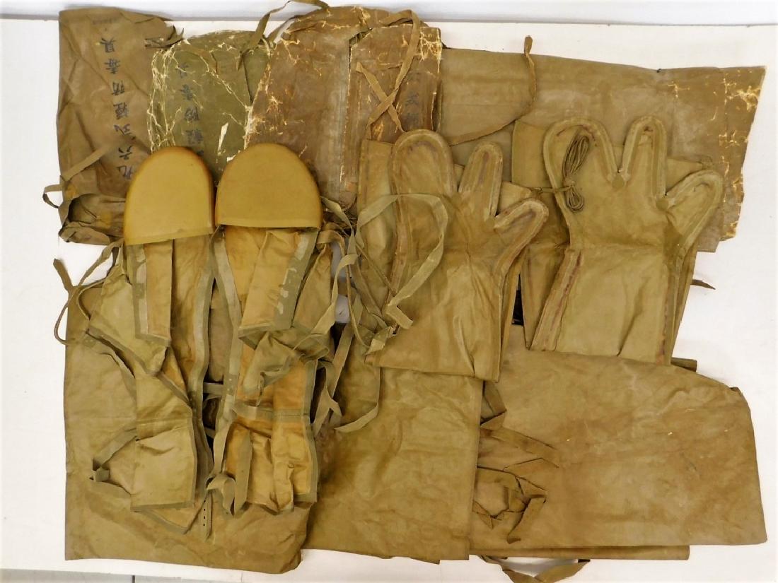 WWII Japanese Rubber Chemical Warfare Coveralls: Japan,1938 - 1945 WWII Japanese rubber chemical warfare coveralls, gloves, boot covers. An usual outfit, considered hard to find.