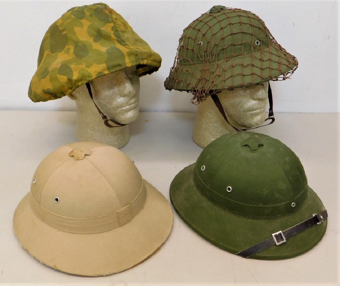 Vietnam War Viet Cong Sun Helmets in Tan & Green (1 of 8)