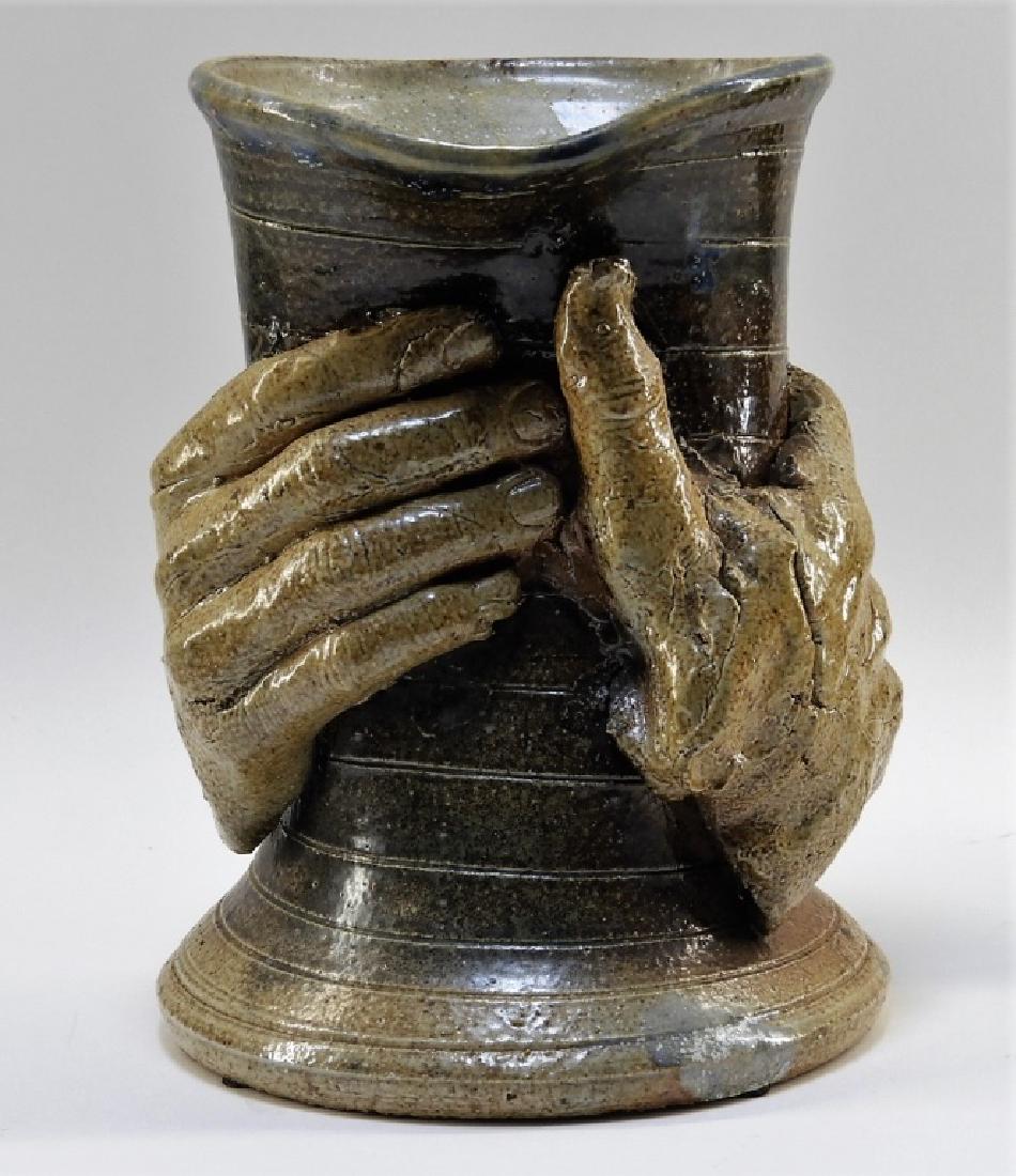 Contemporary Raku Pottery Free Form Hands Vase (1 of 6)