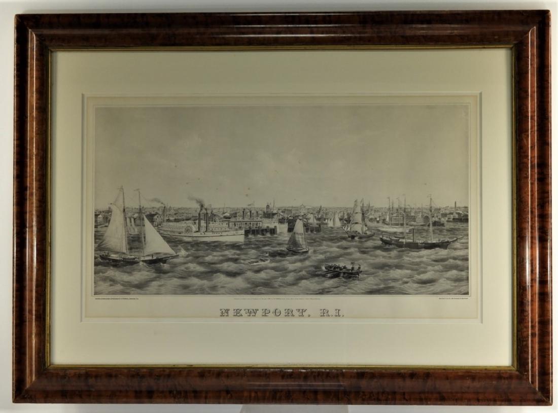 1870 J. P. Newell Lithograph of Newport Harbor (1 of 8)