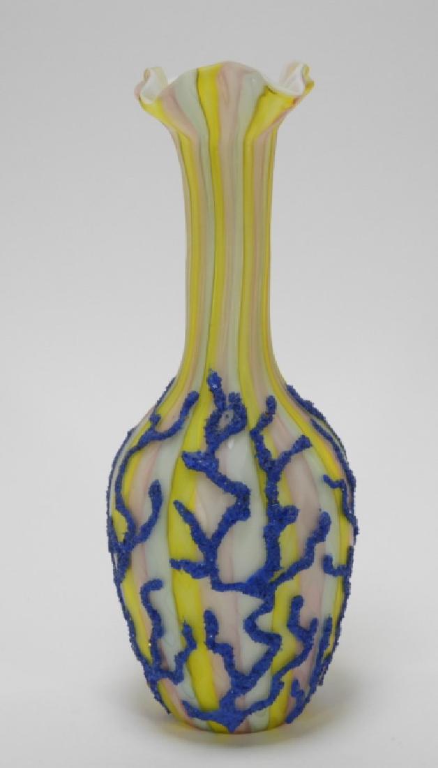 Diamond Quilted Coralene Rainbow Satin Glass Vase (1 of 7)