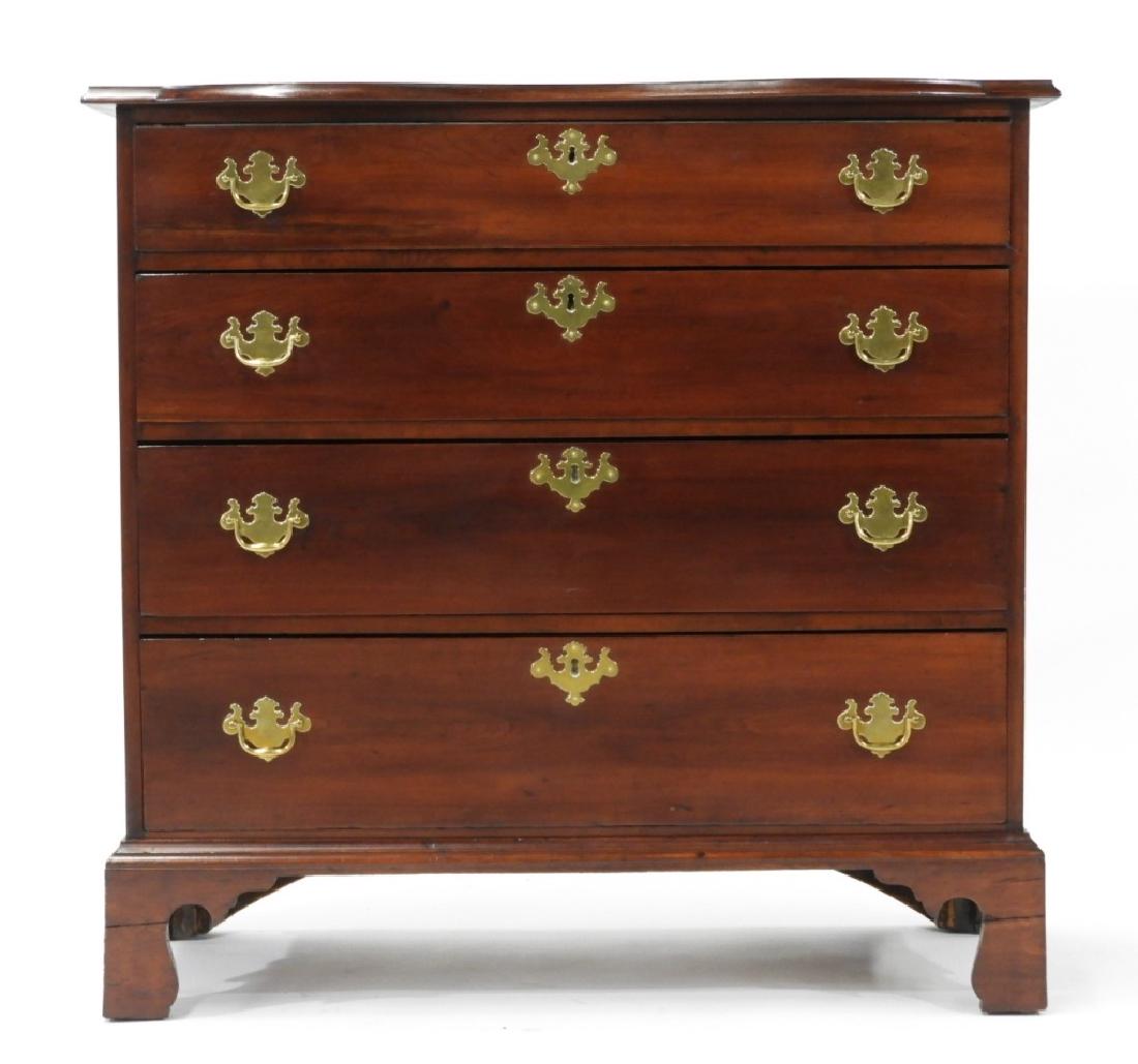 18C Boston Chippendale Cherry Four Draw Chest (1 of 10)