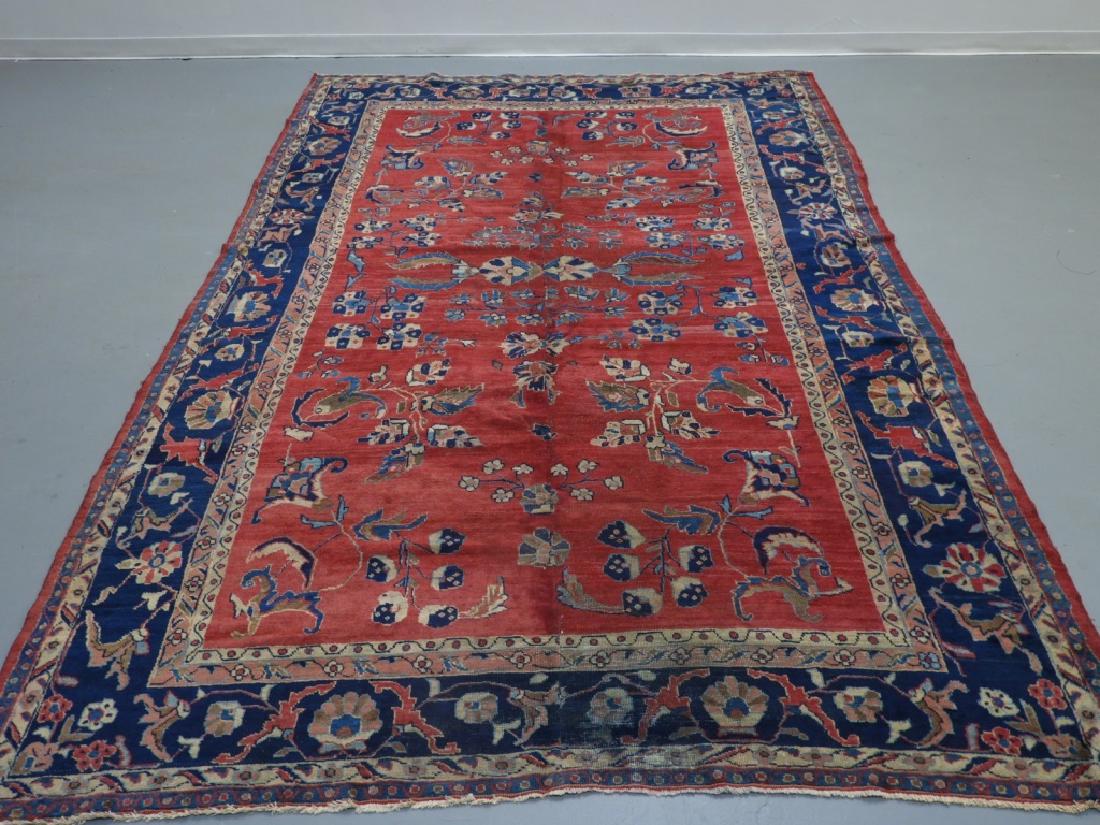 Antique Persian Mahal Pattern Wool Carpet Rug (1 of 9)
